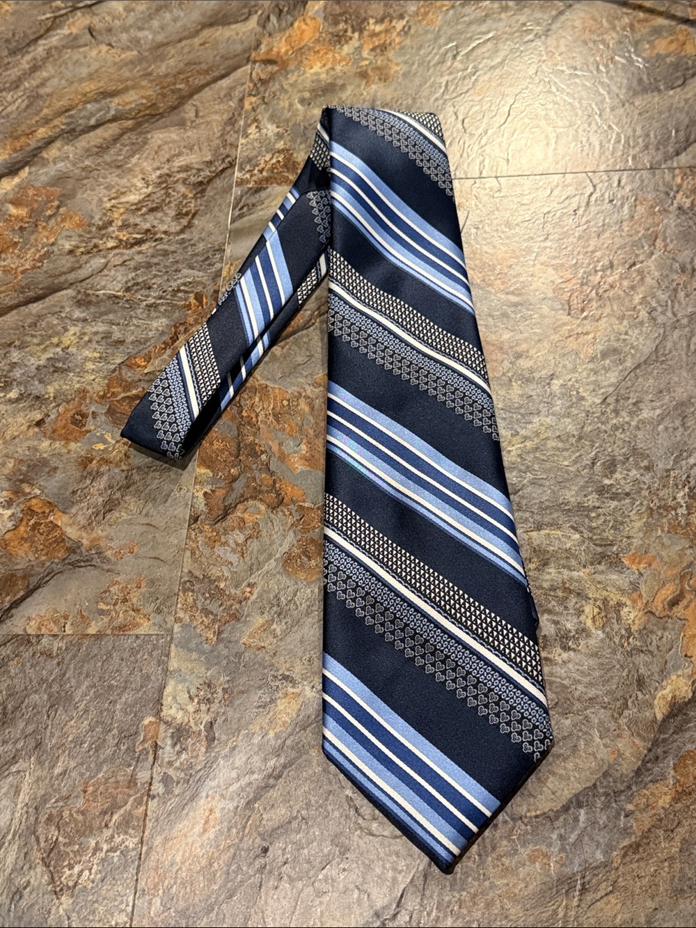 Classic Navy and Light Blue Mens Stripe Tie